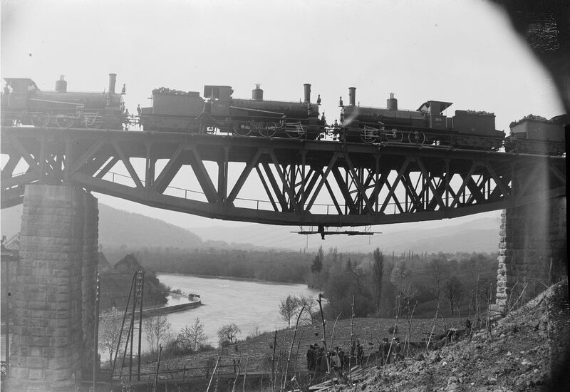 Belastungsprobe Neue Eisenbahnbrücke 28.4.1905